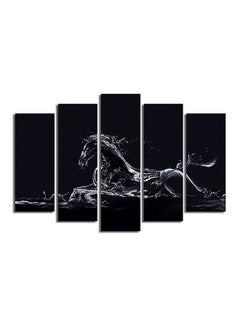 Buy 5-Piece Horse Themed Wall Painting With Frame Set Black/White 105x70cm in Egypt