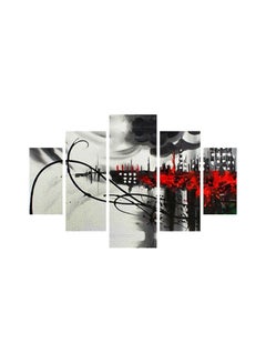 Buy 5-Piece Abstract Themed Wall Painting With Frame Set Red/White/Black 92x56cm in Egypt