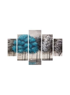 Buy 5-Piece Tree Themed Wall Painting With Frame Set Black/White/Blue 92x56cm in Egypt