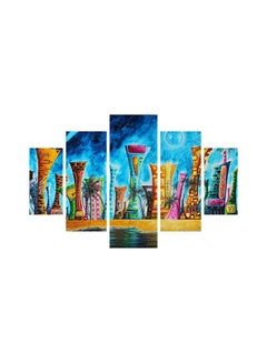 Buy 5-Piece City Themed Wall Painting With Frame Set Multicolor 92x56cm in Egypt