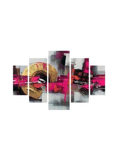 Buy 5-Piece Abstract Themed Wall Painting With Frame Set White/Pink/Gold 92x56cm in Egypt