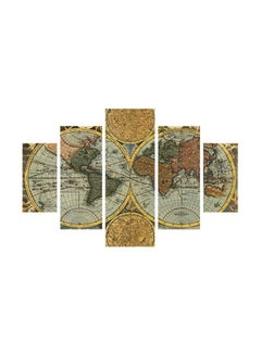 Buy 5-Piece Decorative Maps Framed Painting Set Multicolor 92x56cm in Egypt