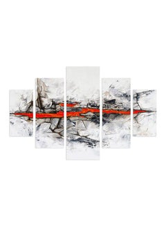 Buy 5-Piece Decorative Abstract Themed Wall Painting Set With Frame White/Grey/Red 92x56cm in Egypt