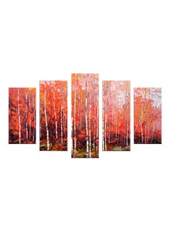 Buy 5-Piece Trees Themed Decorative Wall Painting Set Orange/Pink/Green 150x60cm in Egypt