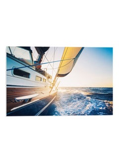 Buy Boat Printed Wall Art Blue/White/Brown 52x80cm in Egypt