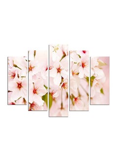 Buy 5-Pieces Flower Decorative Wall Painting Set Pink/Red/Green 150x60cm in Egypt