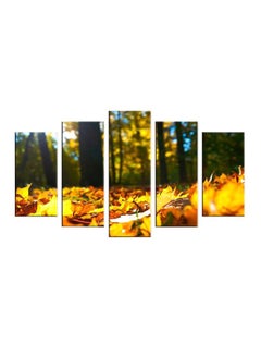 Buy 5-Piece Nature Themed Decorative Wall Painting Set Yellow/Green/Black 150x60cm in Egypt