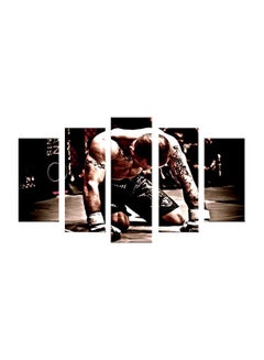 Buy 5-Piece The Fighter Themed Decorative Wall Painting Set Black/Grey/Beige 150x60cm in Egypt