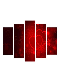 Buy 5-Pieces Heart Themed Decorative Wall Painting Set Red 150x60cm in Egypt