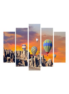 Buy 5-Pieces Balloon Themed Decorative Wall Painting Set Orange/Blue/Brown 150x60cm in Egypt