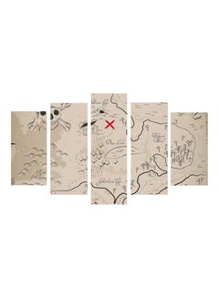 Buy 5-Pieces Map Themed Decorative Wall Painting Set Brown/Black/Red in Egypt