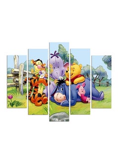 Buy 5-Pieces Cartoon Themed Decorative Wall Painting Set Purple/Yellow/Green 150x60cm in Egypt