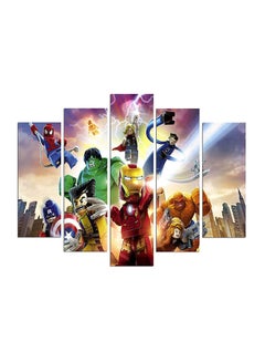 Buy 5-Pieces Avengers Cartoon Themed Decorative Wall Painting Set Red/Green/Yellow 150x60cm in Egypt