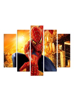 Buy 5-Pieces Spiderman Decorative Wall Painting Set Red/Yellow/Blue 150x60cm in Egypt