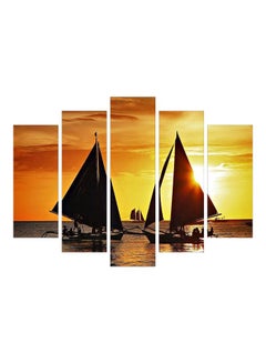 Buy 5-Pieces Yacht Decorative Wall Painting Set Yellow/Brown/Black 150x60cm in Egypt