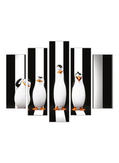 Buy 5-Pieces Penguin Decorative Wall Painting Set Black/White/Orange 150x60cm in Egypt