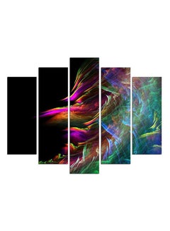Buy 5-Pieces Abstract Decorative Wall Painting Set Black/Purple/Green 150x60cm in Egypt