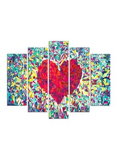 Buy 5-Pieces Collage Heart Decorative Wall Painting Set Red/Yellow/Blue 150x60cm in Egypt