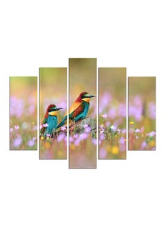 Buy 5-Pieces Birds Decorative Wall Painting Set Green/Pink/Blue 150x60cm in Egypt