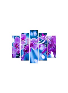 Buy 5-Pieces Floral Decorative Wall Painting Set Purple/Blue 150x60cm in Egypt