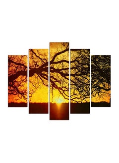 Buy 5-Piece Sunset Themed Wall Painting Set Brown/Black/Yellow 110x60cm in Egypt