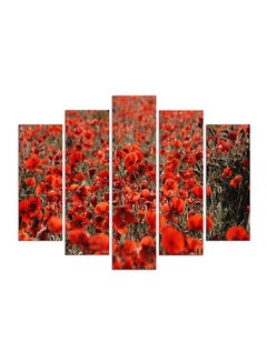 Buy 5-Piece Floral Themed Wall Painting Set Red/Green 110x60cm in Egypt