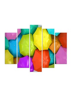 Buy 5-Piece Umbrella Themed Decorative Wall Painting Set Green/Blue/Yellow 110x60cm in Egypt