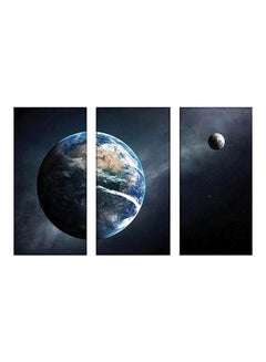 Buy 3-Piece Space Themed Decorative Wall Painting Without Frame Blue/Grey/White 120x80cm in Egypt