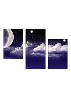 Buy 3-Piece Night Sky Themed Wall Painting Without Frame Blue/White/Black 120x80cm in Egypt