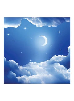 Buy Moon Themed Wall Painting Without Frame Blue/White 30x30cm in Egypt