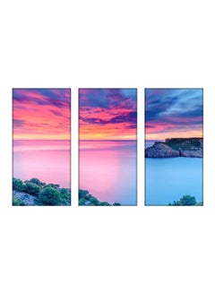 Buy 3-Piece Nature Themed Decorative Wall Painting Without Frame Pink/Blue/Green 120x80cm in Egypt