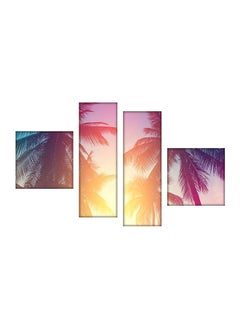 Buy 4-Piece Sunset Themed Wall Painting Without Frame Pink/Yellow/Black 100x60x60cm in Egypt