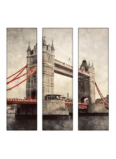 Buy 3-Piece London Bridge Themed Wall Painting Without Frame Grey/Red/White 100x90cm in Egypt