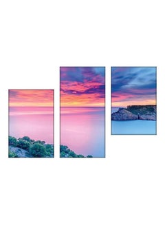 Buy 3-Piece Nature Themed Wall Painting Without Frame Pink/Blue/Yellow in Egypt