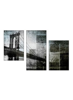 Buy 3-Piece Bridge Themed Decorative Wall Painting Set With Frame Black/White/Grey 120x80cm in Egypt