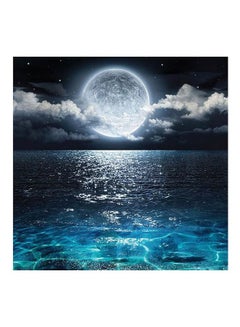 Buy Glowing Moon Themed Wall Painting Without Frame Blue/White/Black 30x30cm in Egypt