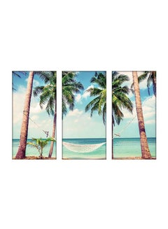 Buy 3-Piece Sea Beach Themed Decorative Wall Painting Set Without Frame Blue/Brown/Green 120x80cm in Egypt