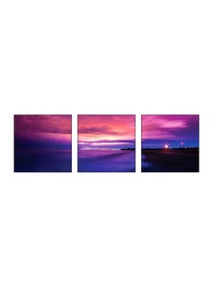 Buy 3-Piece Nature Themed Decorative Wall Painting Set Without Frame Pink/Purple/Black 150x50x0.3cm in Egypt