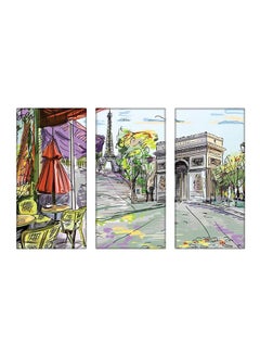 Buy 3-Piece Decorative Wall Painting With Hidden Frame Purple/Green/Blue 120x80cm in Egypt