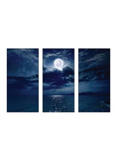 Buy 3-Piece Night Sky Themed Decorative Wall Painting Set Without Frame Blue/White 120x80cm in Egypt