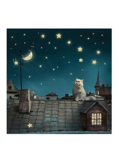 Buy Cat Themed Wall Painting Without Frame Blue/Beige/Brown 30x30cm in Egypt