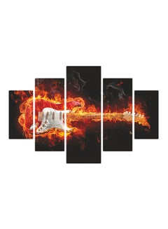 Buy 5-Piece Guitar In Fire Themed Wall Painting With Frame Multicolour in Egypt