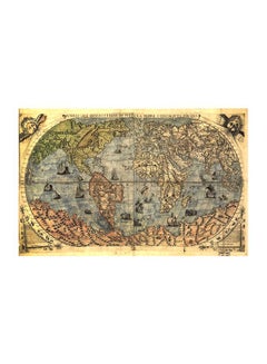 Buy Map Themed Decorative Wall Painting With Frame Green/Beige/Brown 40x60cm in Egypt