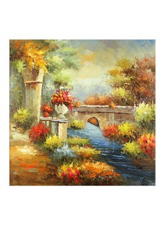 Buy Landscape Themed Decorative Wall Painting With Frame Yellow/Green/Blue 40x40cm in Egypt