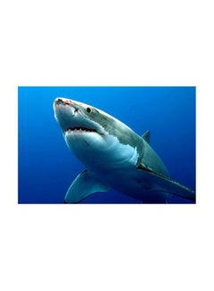 Buy Shark Themed Canvas Painting With Frame Blue/Grey/White 30x45cm in Egypt