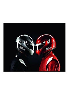 Buy Two Person Wearing Helmet Themed Canvas Wall Painting With Frame Black/Red/Grey 30x45cm in Egypt