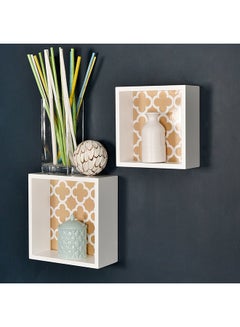 Buy Abigail Cube Shelf Set Of 2 PVC White in UAE