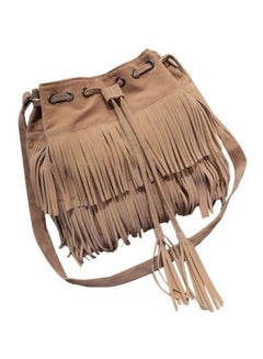 Buy Tassel Decoration Lady Totes Shoulder Bag Khaki in Saudi Arabia