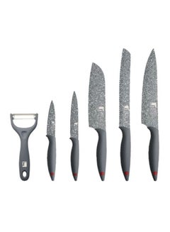 Buy 6-Piece Grafito Stainless Steel Knife Set Grey/Black in UAE