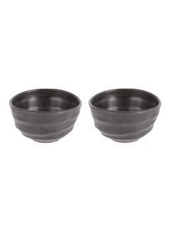 Buy 2-Piece Melamine Bowl Set Black 4.2inch in UAE